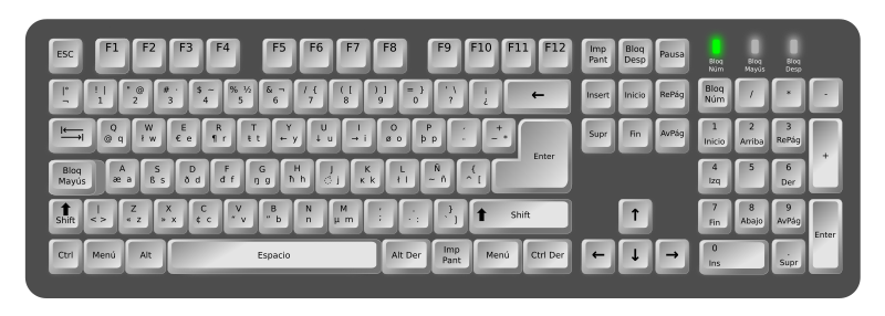 Teclado-Latinbooker-Latinoamericano Qwerty Vectorizado (texto NO editable)