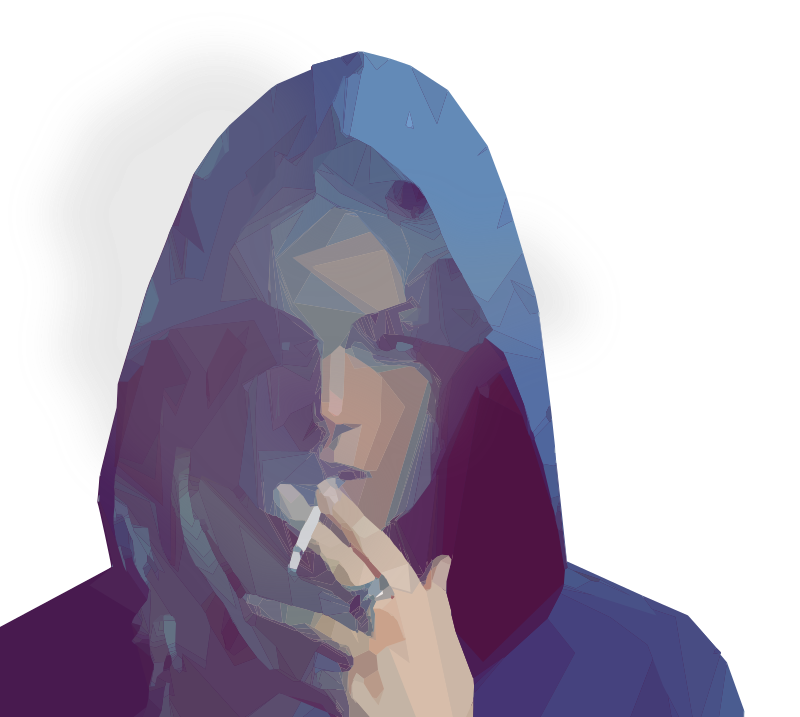 Lady in a Hood Smoking Openclipart