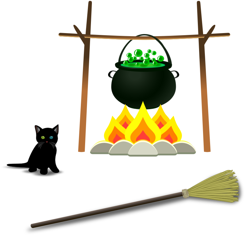 Black Cat and Cauldron