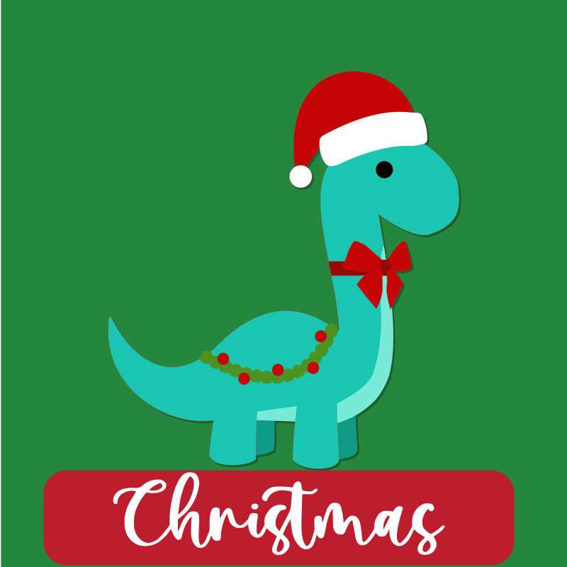 Christmas Cartoon Dinosaur - Openclipart