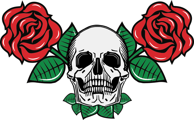 skull and roses