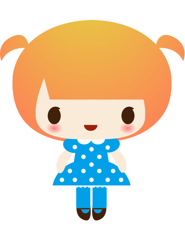 Little Girl with Polka Dots Dress - Openclipart