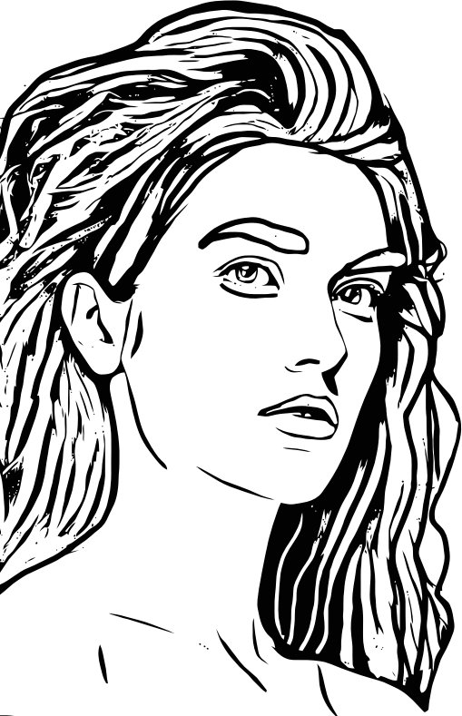 abstract womans face coloring page clipart
