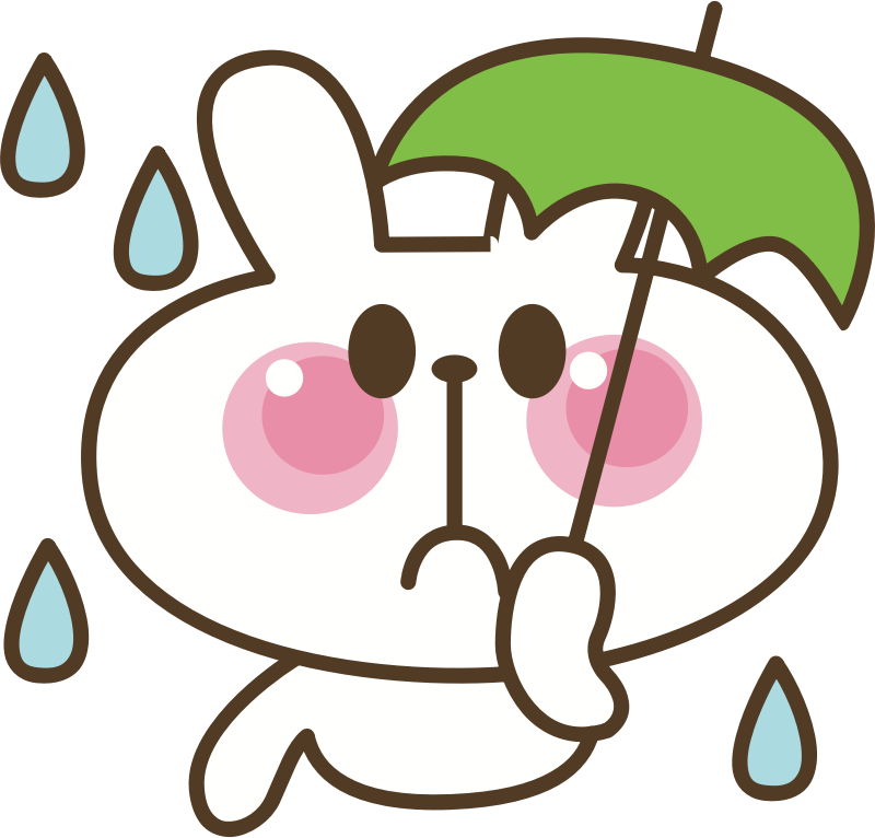 Sad rabbit with umbrella