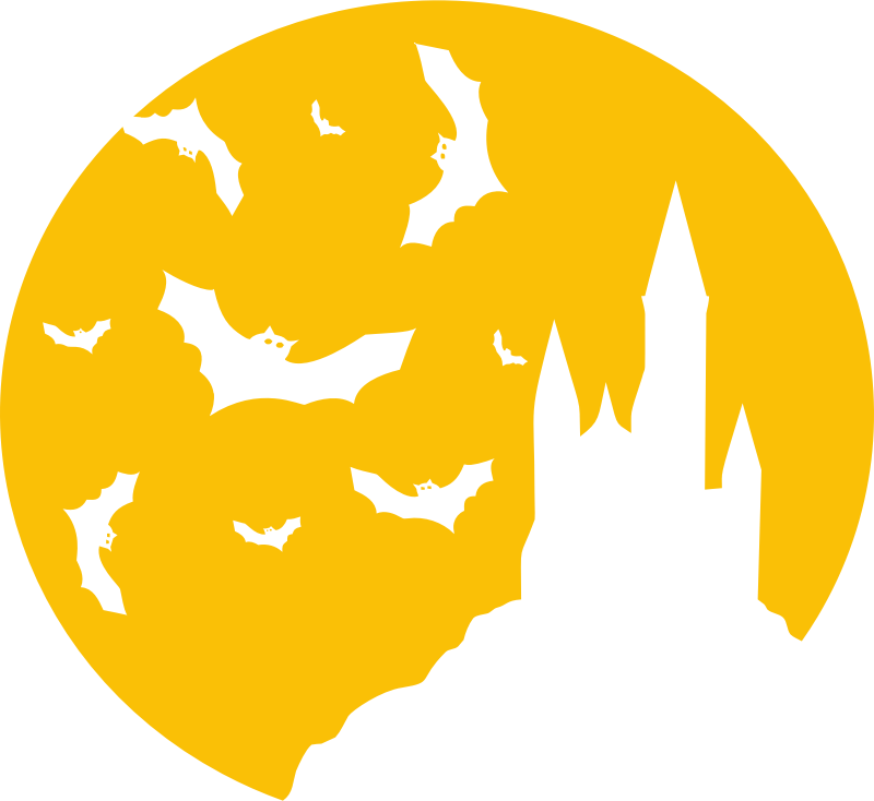 Castle Bats Moon T-Shirt Design