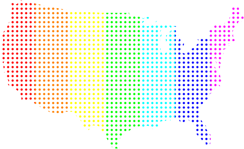 USA dotted rainbow colors