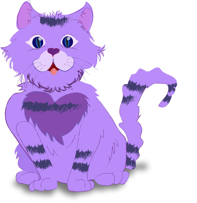 purple cat clipart