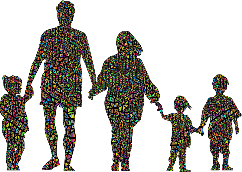 Family Holding Hands Minus Ground Silhouette Low Poly Polyprismatic