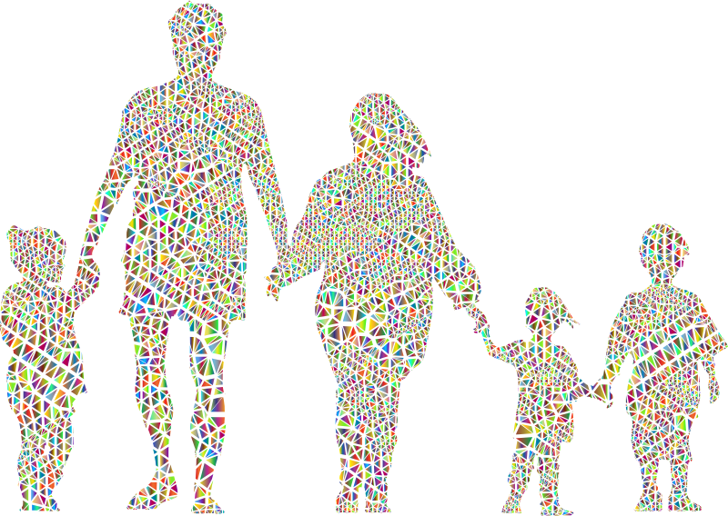 Family Holding Hands Minus Ground Silhouette Low Poly Polyprismatic No Silhouette
