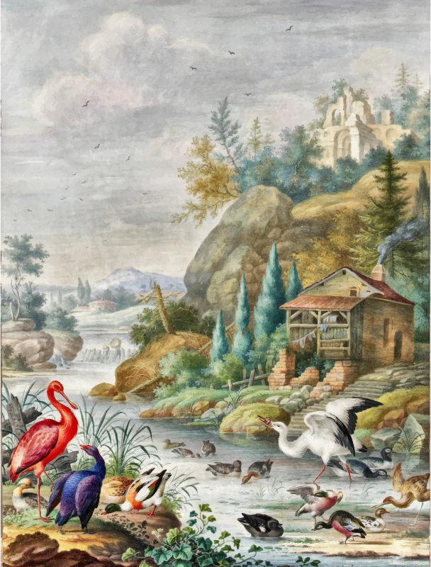 Idyllic Landscape With Birds