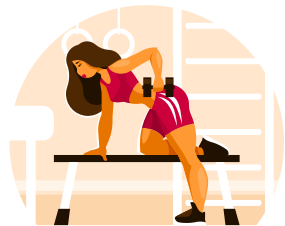 Woman with dumbbells