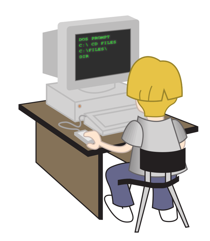 Young Woman Sitting At Computer Desk - Openclipart