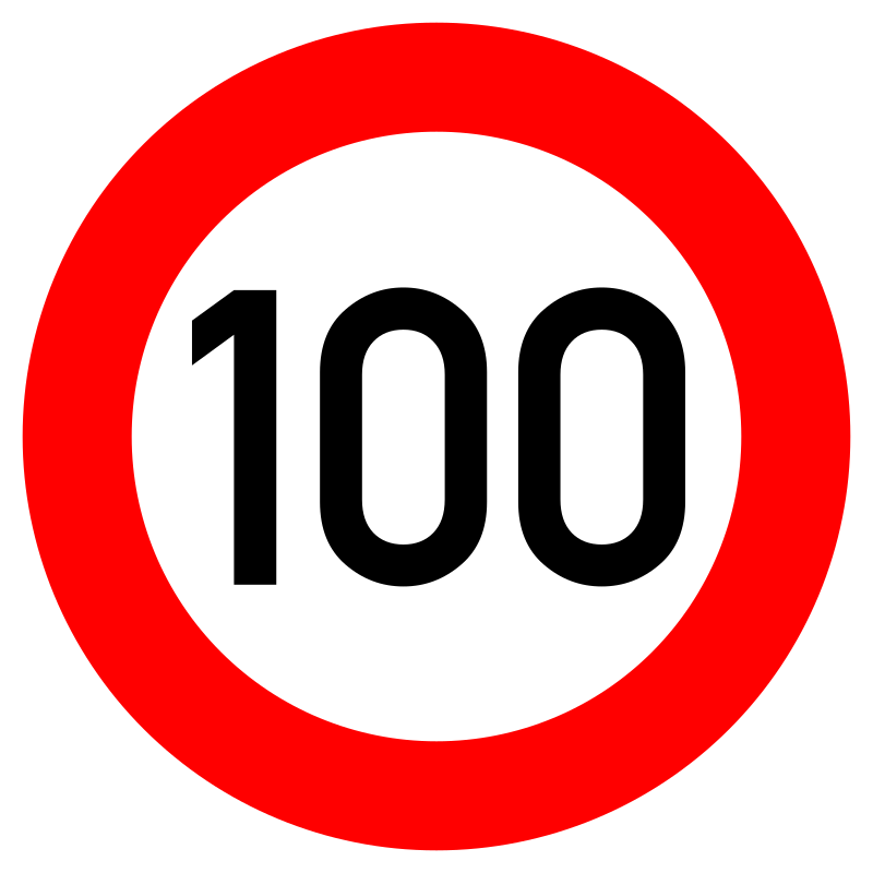 German Road Sign - Maximum speed limit 100 km/h