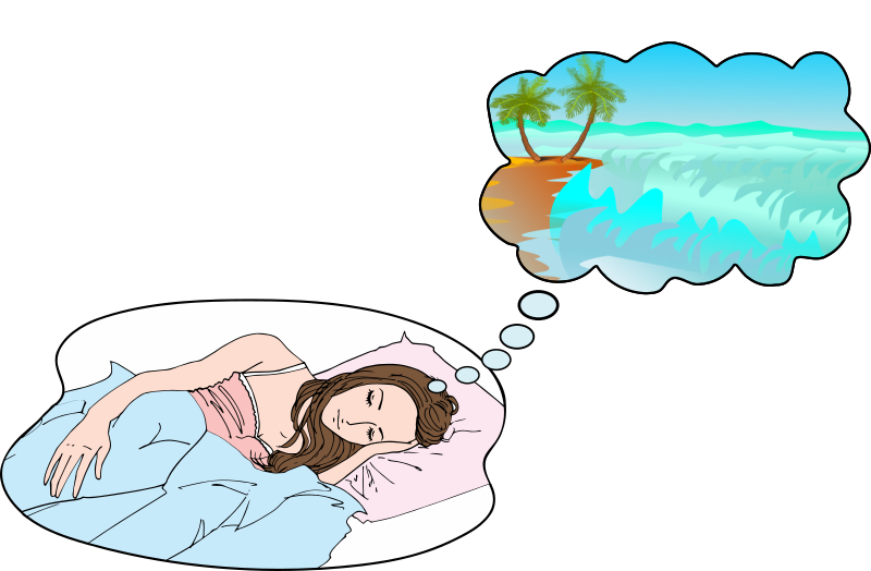 cartoon person sleeping and dreaming