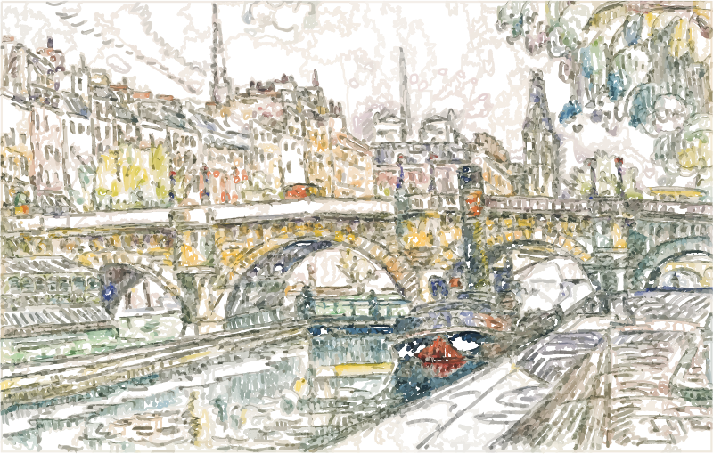Tugboat At The Pont Neuf, Paris (1923) Strokes