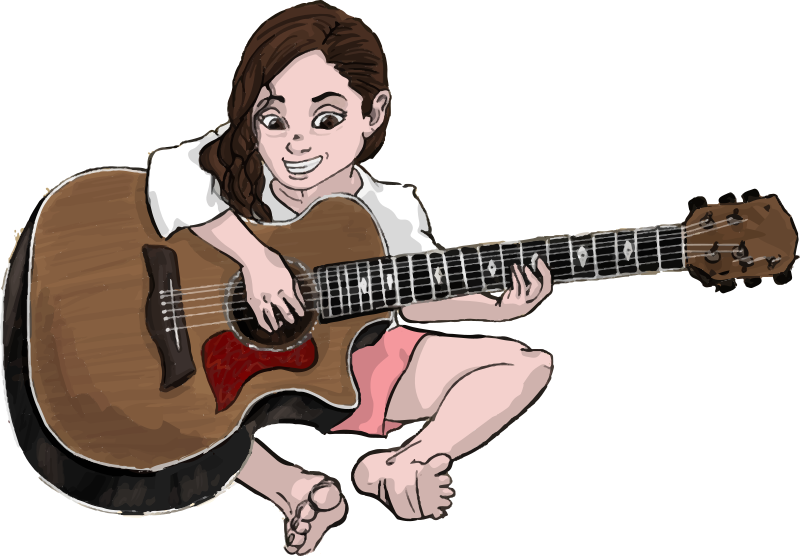 Girl Playing Guitar - Isolated