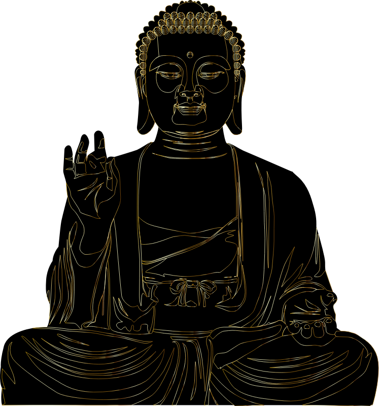 Buddha By enodeer Gold Line Art