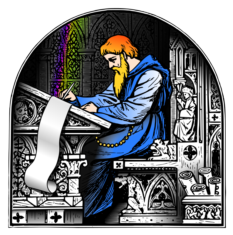 Medieval scribe writing COLOR REMIX