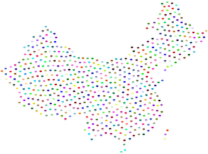 China Map Computer Chips Colorful