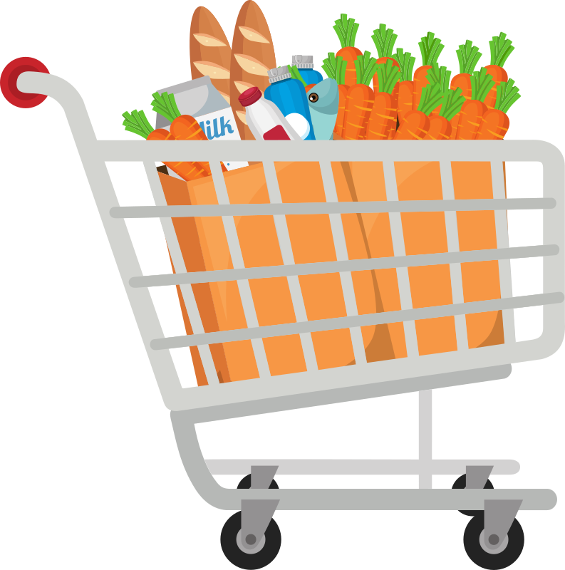 full grocery cart clipart