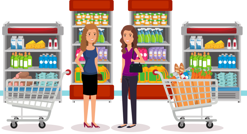 Remix.Two.Friends.Meeting.At.The Grocery Store - Openclipart