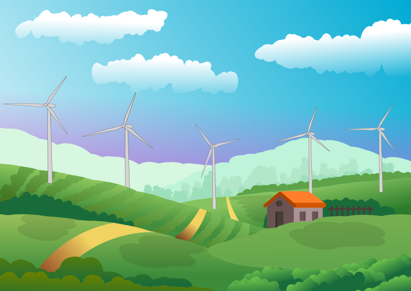 Rural Wind Turbine Scene