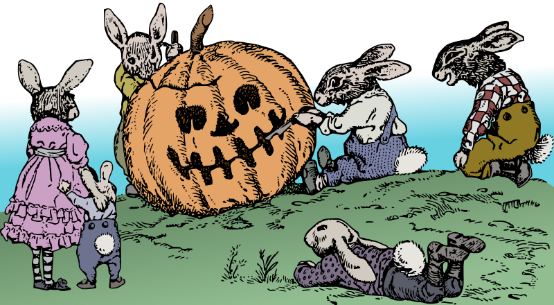 Rabbits and a Jack-o-Lantern - Colour Remix