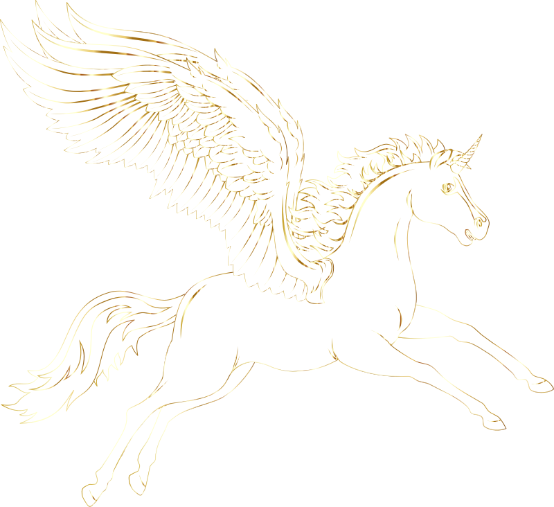 Winged Unicorn By deiby_ybied Gold