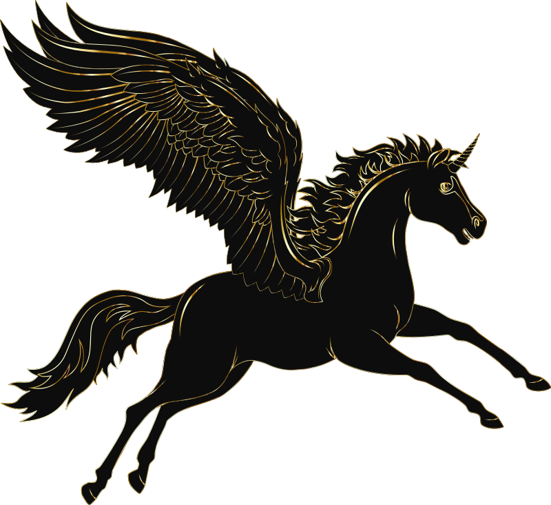 Winged Unicorn By deiby_ybied Gold With Silhouette Fixed