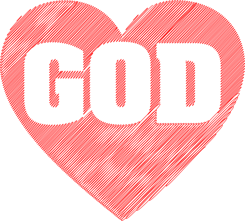 God Heart Scribble Typography