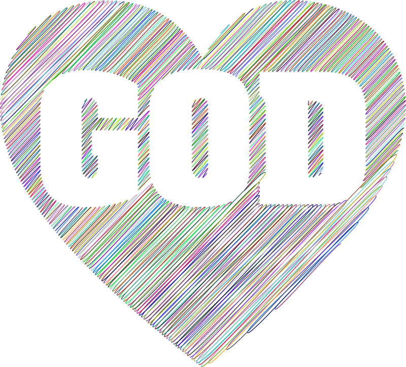 God Heart Scribble Typography Colorful