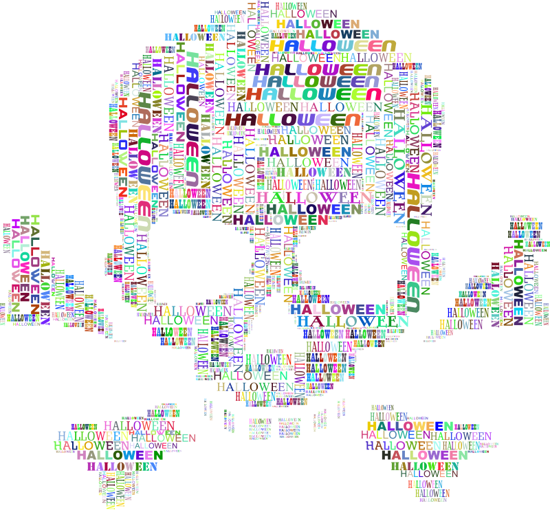 Halloween Skull And Crossbones Colorful - Openclipart