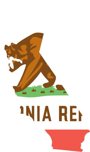 California State Outline with Flag Background