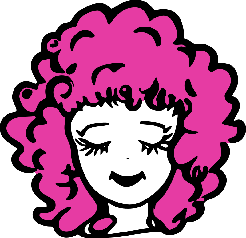 Girl in pink curly hair