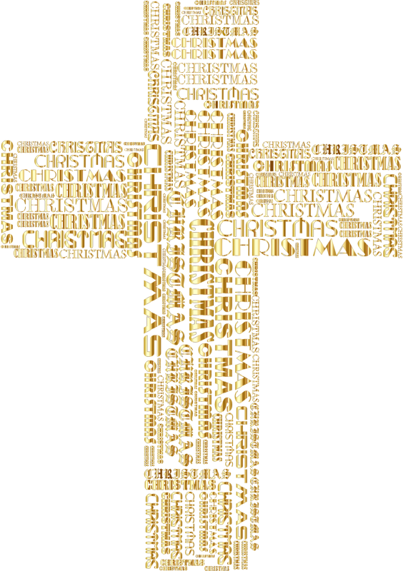 Christmas Cross Typography Gold