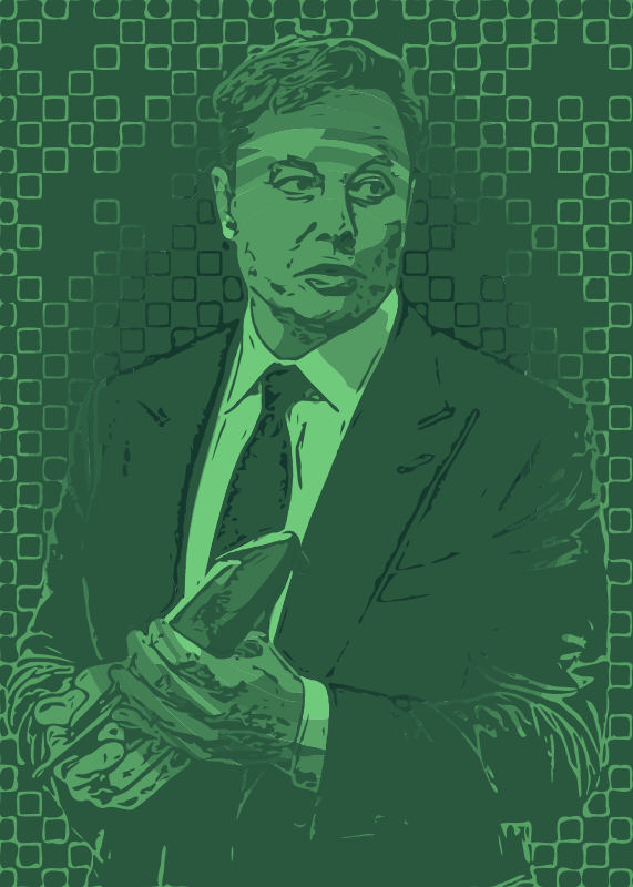 Abstract Green Elon Musk