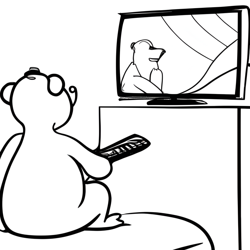 Cute Bear Watching TV