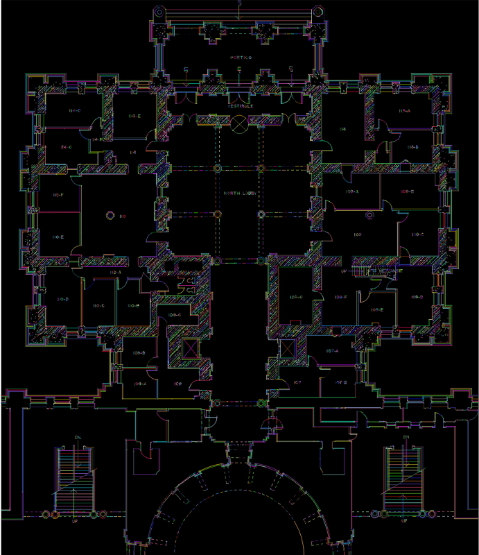 Texas State Capitol At Austin First Floor Blueprint Colorful