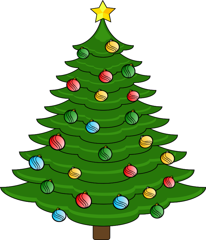 Decorated Christmas Tree - Openclipart