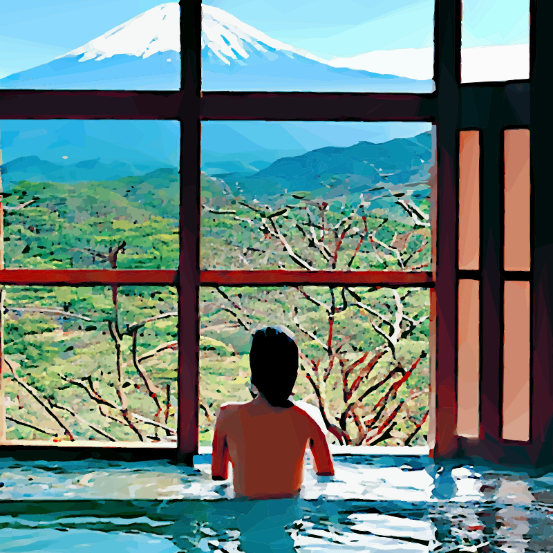 Onsen with a Fuji View