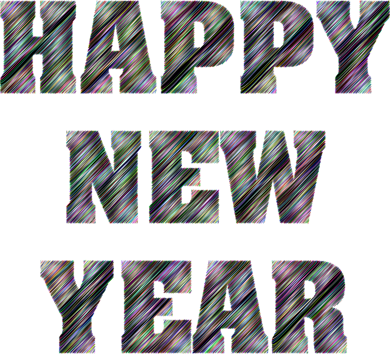 Happy New Year Typography Scribble With Black