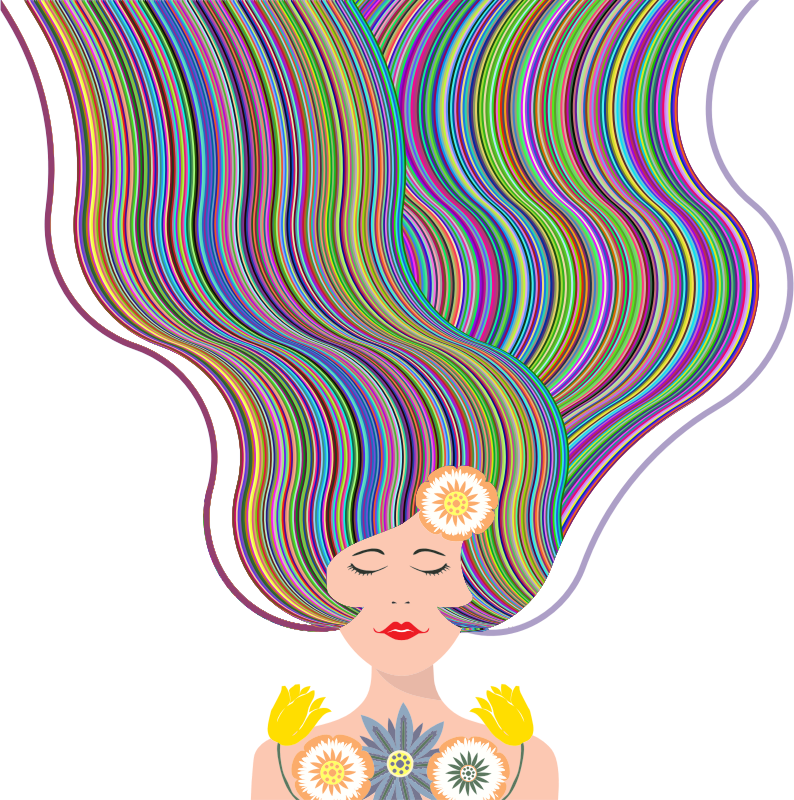 Woman With Long Hair By Karen Arnold Vectorized Colorful