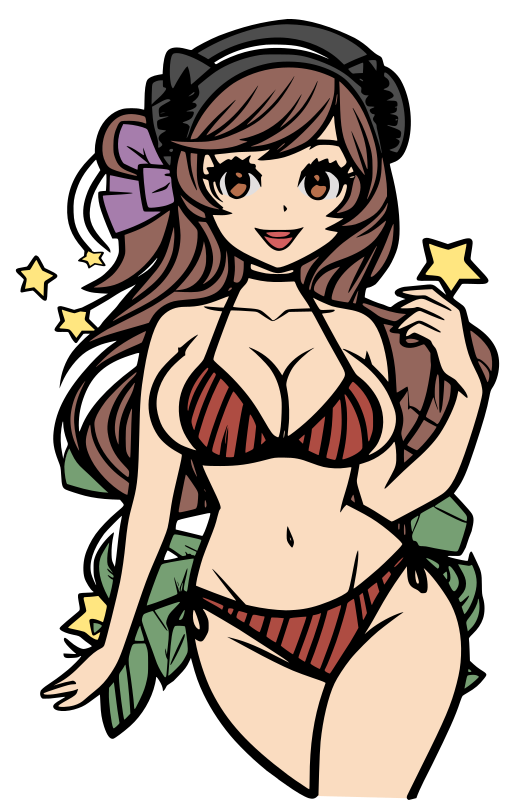 Cute Bikini Girl Cartoon - Colour Remix