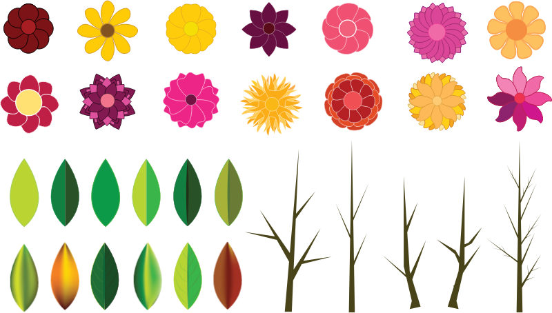 Logo Style Flower Set Vector 