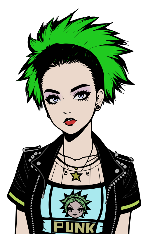 Punk Woman Cartoon - Colour Remix
