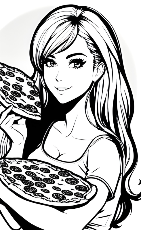 Woman and pizza