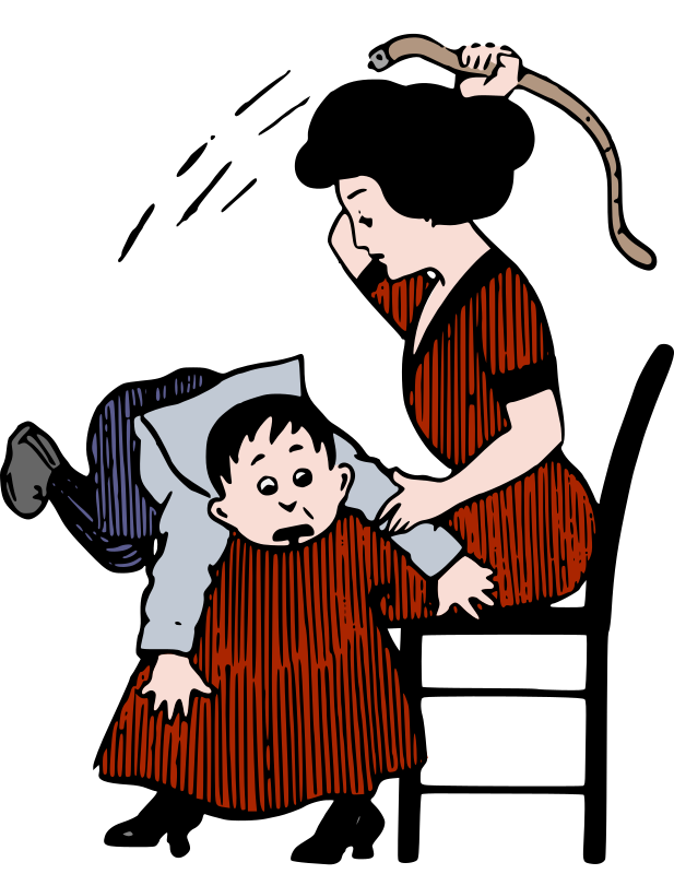 Mother Spanks her Kid - Colour Remix - Openclipart