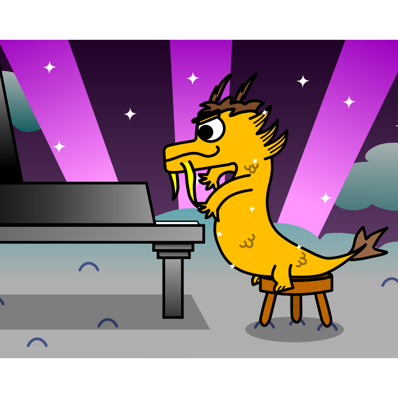 Chinese Dragon Playing a Piano