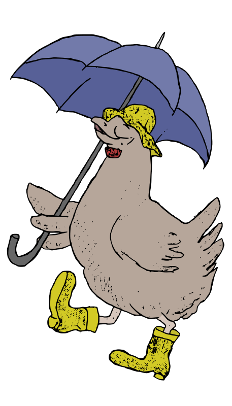 Chicken with an Umbrella - Openclipart