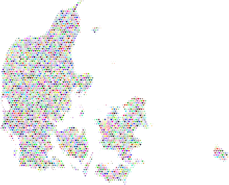 Denmark Love And Peace Colorful